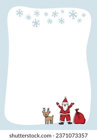 An empty frame illustration with Santa and Deer characters.