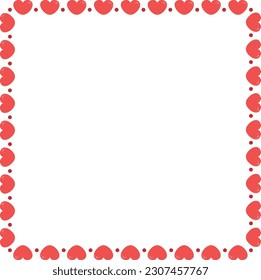 Empty frame made from red hearts