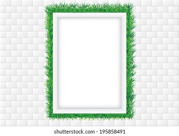 empty frame on brick wall