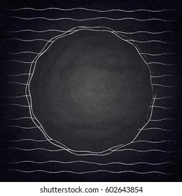 Empty frame on chalkboard blackboard background. Vector illustration
