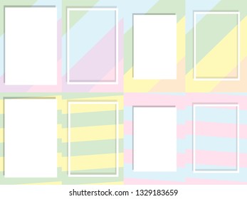 Empty frame on color pastel background. Minimal concept, Flat style. Copy space for text, design your idea, quotes and sayings