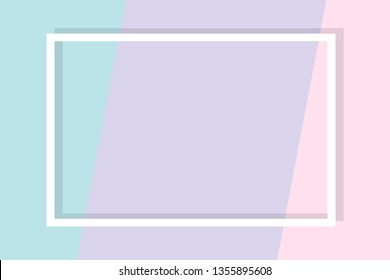 Empty frame on color pastel background. Minimal concept, Flat style. Copy space for text, design your idea, quotes and sayings