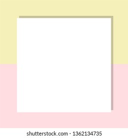 Empty frame on color pastel background. Minimal concept, Flat style. Copy space for text, design your idea, quotes and sayings