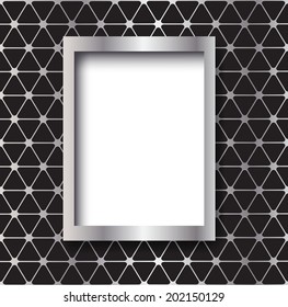Empty frame on the metal background. Vector illustration.