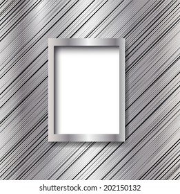 Empty frame on the metal background. Vector illustration.