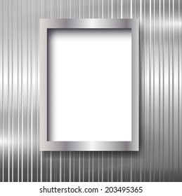 Empty frame on the metal background. Vector illustration. 