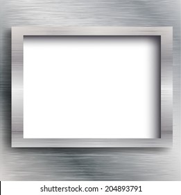 Empty frame on the metal background. Vector illustration.  