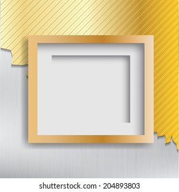 Empty frame on the metal background. Vector illustration.  