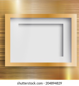 Empty frame on the metal background. Vector illustration.  
