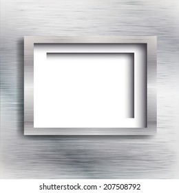 Empty frame on the metal background. Vector illustration. 