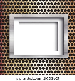 Empty frame on the metal background. Vector illustration. 
