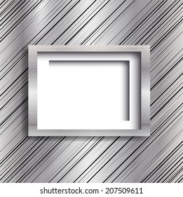 Empty frame on the metal background. Vector illustration. 