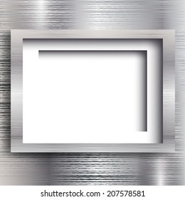 Empty frame on the metal background. Vector illustration. 