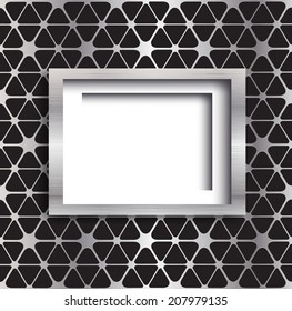 Empty frame on the metal background. Vector illustration.  