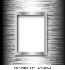 Empty frame on the metal background. Vector illustration.  