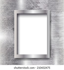 Empty frame on the metal background. Vector illustration. 