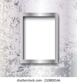 Empty frame on the metal background. Vector illustration. 