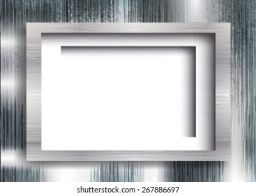 Empty frame on the metal background. Vector illustration.