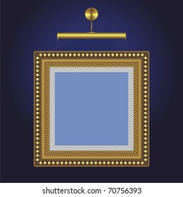 Empty frame on the wall with lamp.