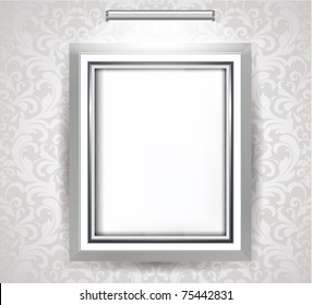 Empty Frame on white decorated wall.