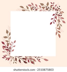 Empty frame in pastel colors with space for text. The template for a birthday, wedding border, autumn seasonal discount.