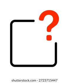 Empty frame with red question mark icon over blank box.