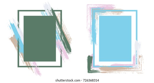 Empty frame set vector collection. Grunge border with painted brushstrokes background collection. Painted frames advertising graphic design templates for banner, flyer, poster, card.