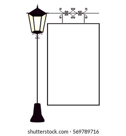 Empty frame with street light ornament
