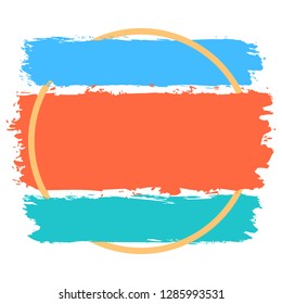 Empty frame template created from paint brush stroke and circle shape. You can use this blank sign to publish your thinks or quotes on social media networks. Abstract graphic element vector eps