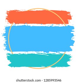 Empty frame template created from paint brush stroke and circle shape. You can use this blank sign to publish your thinks or quotes on social media networks. Abstract graphic element vector eps