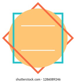 Empty frame template created from simple square and round shapes for text. You can use this blank colored geometric borders to publish thinks or quotes on social media networks. 