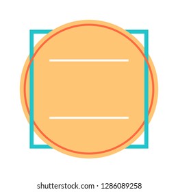 Empty frame template created from simple square and round shapes for text. You can use this blank colored geometric borders to publish thinks or quotes on social media networks. 