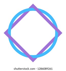 Empty frame template created from simple square and round shapes for text. You can use this blank colored geometric borders to publish thinks or quotes on social media networks. 