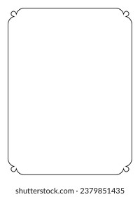 Empty frame vector design. For laser cutting, signs, wedding invitation, certificate, business card, book cover, menu page template. Beautiful blank retro vertical art border frame background. 