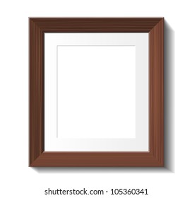 Empty frame of wenge wood isolated on white. Vector design element.