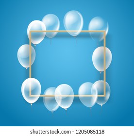 Empty frame with white transparent balloons