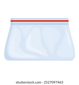 Empty freezer bag with red stripe zipper is keeping food fresh and ready for storage