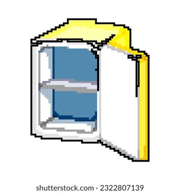 empty fridge refrigerator game pixel art retro vector. bit empty fridge refrigerator. old vintage illustration