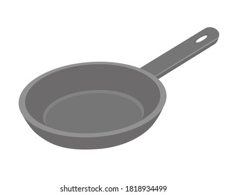 Empty frying pan isolated on white background. Vector illustration in flat style