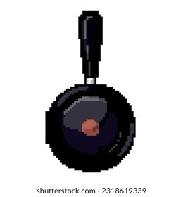 empty frying pan kitchen game pixel art retro vector. bit empty frying pan kitchen. old vintage illustration