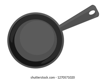 Empty frying pan, top view. Flat vector illustration isolated on white background.