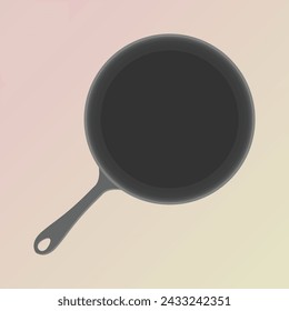 Empty frying pan top view