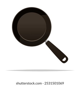 Empty frying pan top view vector isolated illustration