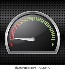 Empty Fuel Gage On A Metallic Black Background