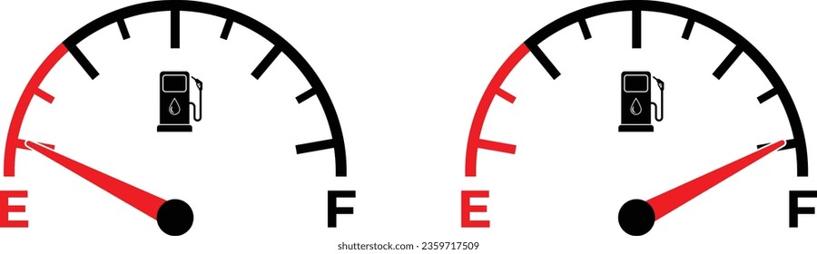 Empty and Full Fuel Gauge, Gas Pump Icon