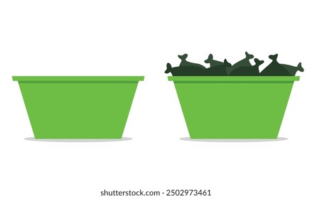 Empty and full skip bin icon. Clipart image isolated on white background