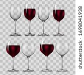 Empty and full transparency red wine glass. Vector.