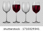 Empty and full transparency red wine glass. Vector.