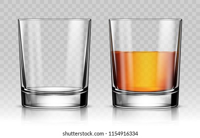 Empty And Full Whiskey Glass