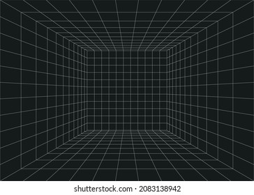 Empty futuristic digital box room.  Vector illustration. Eps 10.